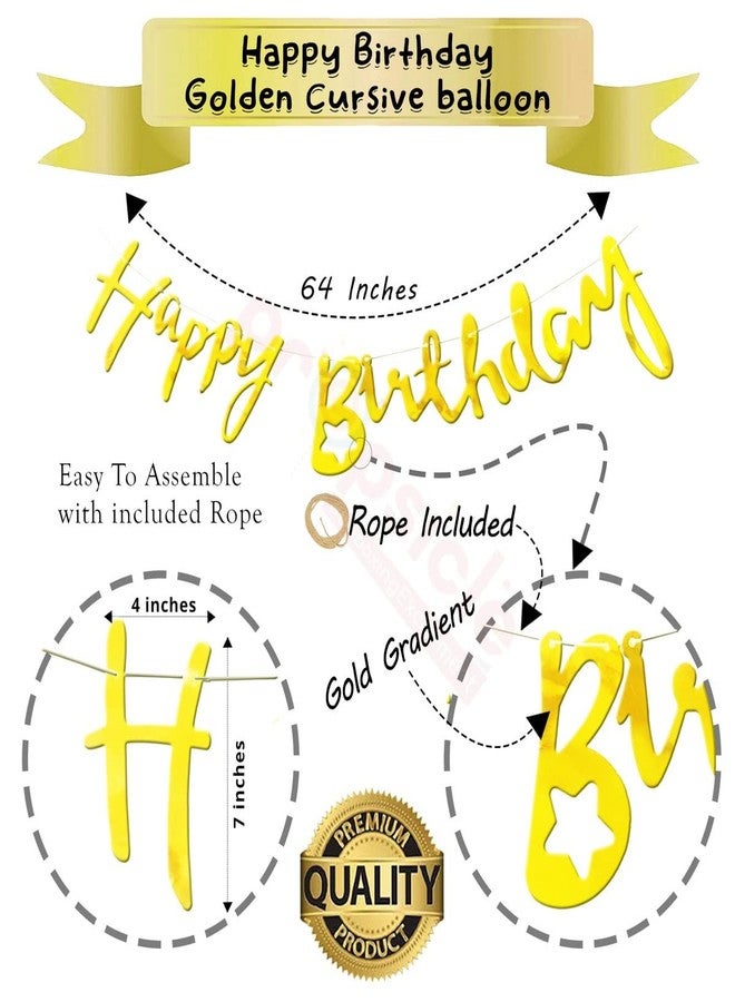 بروبسيكل بالون حروف ذهبي من بروبسيكل، وأوراق حروف مكتوبة بخط اليد تحمل عبارة "عيد ميلاد سعيد" | زينة حفلة عيد ميلاد جرو - عبوة من 7 بالونات - Image 4